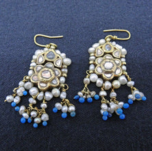 Antique Earrings 22k Gold Diamonds Pearls Mughal India w Appraisal (5736)