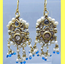 Antique Earrings 22k Gold Diamonds Pearls Mughal India w Appraisal (5736)