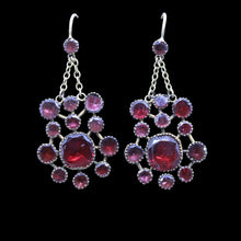 Antique Earrings Queen Anne 15k Gold Garnets Ear Pendants pre Georgian(5967)