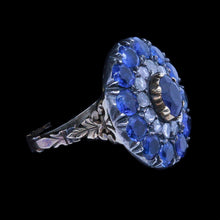 Antique Victorian Ring Natural Sapphires Diamonds 18k Gold w Appraisal (6684)