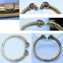 Antique Victorian Giuliano Bangle Bracelet 18k Gold Classic Revival Rams (6707)