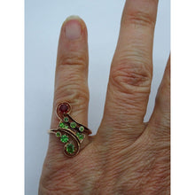 Antique Russian Nouveau Ring Demantoid Garnet Spinel 14k Gold (6717)
