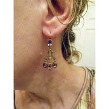 Antique Georgian Earrings 15ct Gold Pink Topaz Girandole Cannetille Dangle (6713)