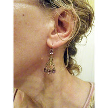 Antique Georgian Earrings 15ct Gold Pink Topaz Girandole Cannetille Dangle (6713)