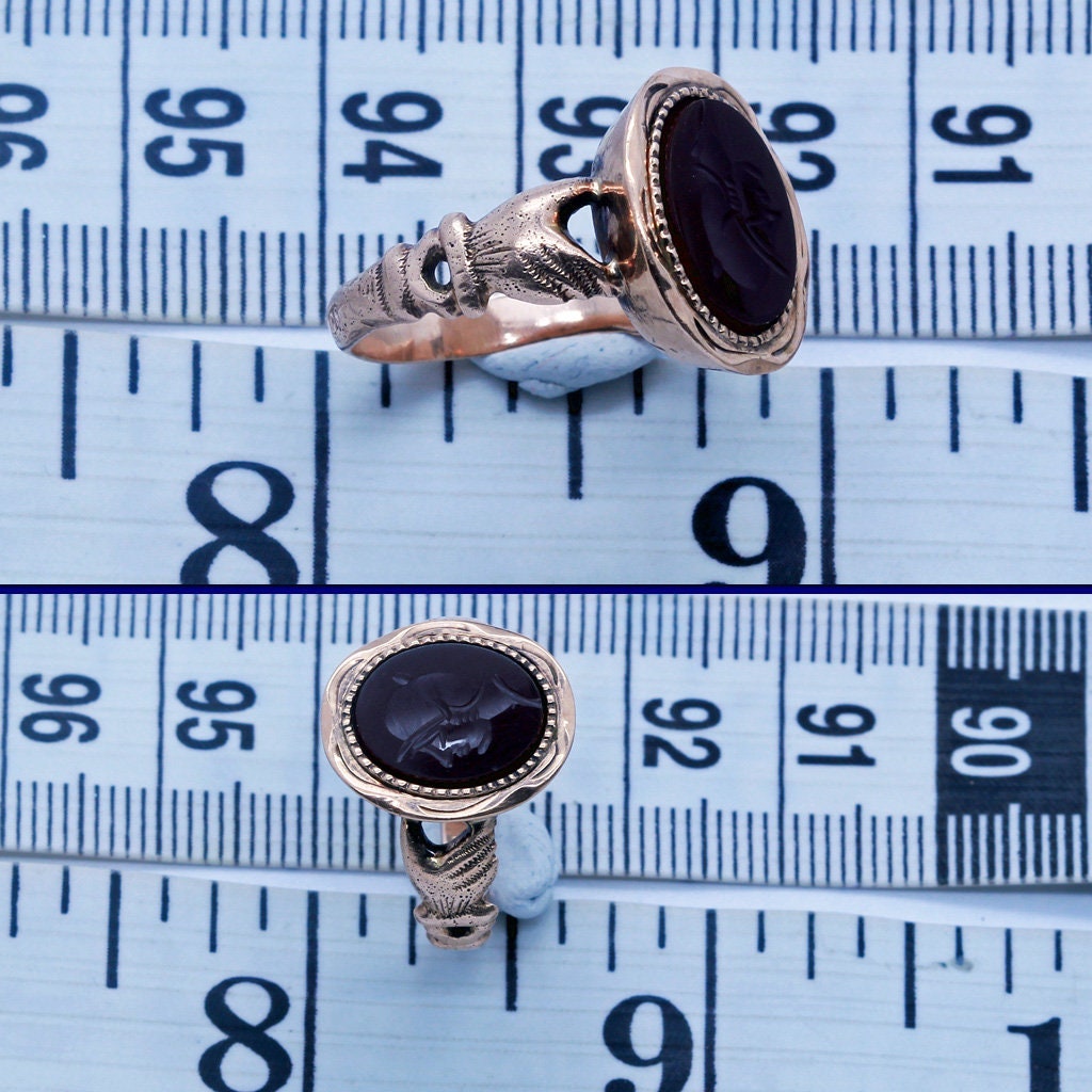 Antique Georgian Fede Ring 12k Gold Hands Hardstone Intaglio Cameo Unisex (6714)
