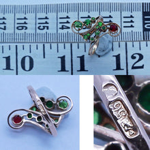 Antique Russian Nouveau Ring Demantoid Garnet Spinel 14k Gold (6717)