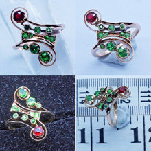 Antique Russian Nouveau Ring Demantoid Garnet Spinel 14k Gold (6717)
