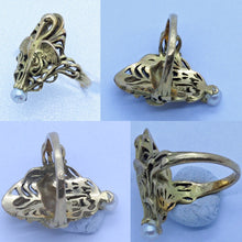 Antique Art Nouveau Ring Bird Standing on Pearl 18k Gold French c1900 (6680)