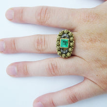 Lucien Falize Antique Victorian Ring 18k Gold Silver Emerald Diamonds (6722)