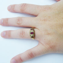 Antique Edwardian Ring 18k Gold Rubies Diamonds Birmingham England  (6729)