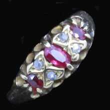 Antique Edwardian Ring 18k Gold Rubies Diamonds Birmingham England  (6729)