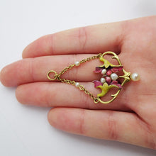 Antique Art Nouveau Pendant 15ct Gold Enamel Pearls English / USA c1900 (6733)