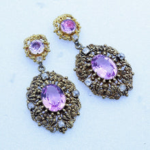 Antique Victorian Earrings Cannetille Pink Topaz Diamonds Gold w Appraisal (6726