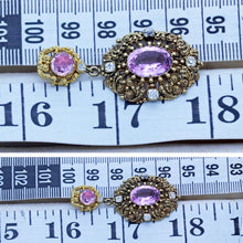 Antique Victorian Earrings Cannetille Pink Topaz Diamonds Gold w Appraisal (6726