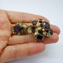 Antique Victorian Earrings Brooch Pendant Set Gold Garnet Gem Holbeinesque(6734)