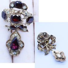 Antique Victorian Earrings Brooch Pendant Set Gold Garnet Gem Holbeinesque(6734)