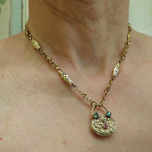 Antique Georgian Locket Pendant Gold Chain 15k Gold Emeralds Ruby Diamond (6735)