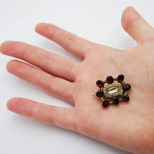 Antique Georgian Brooch Gold Garnet Crystal English Memorial  (6749)