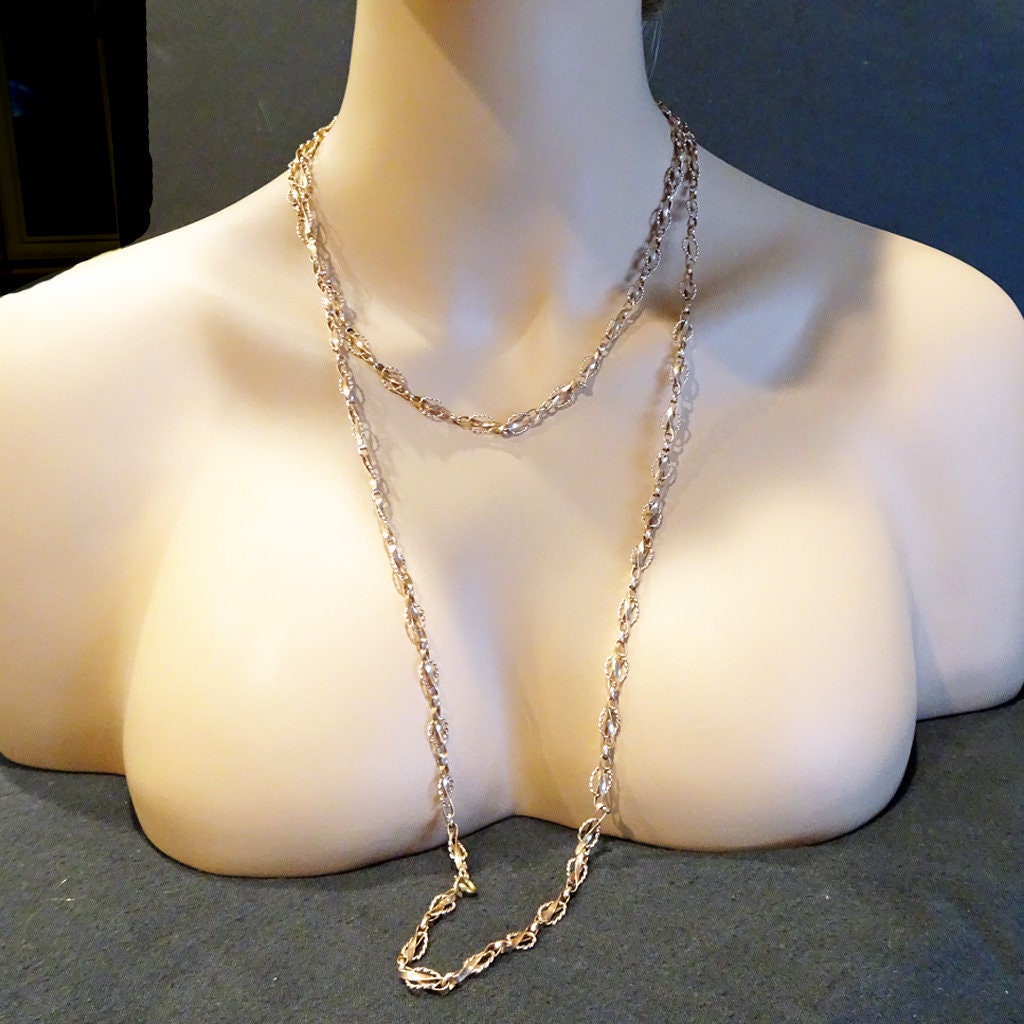 Antique Long Chain Necklace Sautoir 14k Red Gold Versatile (6766)