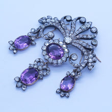 Georgian Brooch Detachable Pendant Earrings Diamond Amethyst Gold Set (6755