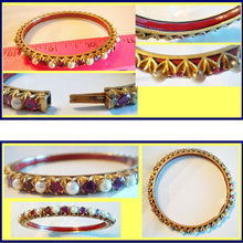 Antique Pair Bangles Gold Pearls Rubies  Maharaja Appraisal  India (4910)