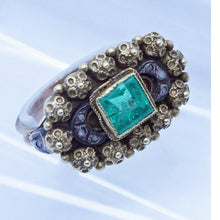Lucien Falize Antique Victorian Ring 18k Gold Silver Emerald Diamonds (6722)