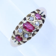 Antique Edwardian Ring 18k Gold Rubies Diamonds Birmingham England  (6729)