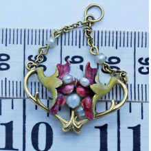Antique Art Nouveau Pendant 15ct Gold Enamel Pearls English / USA c1900 (6733)