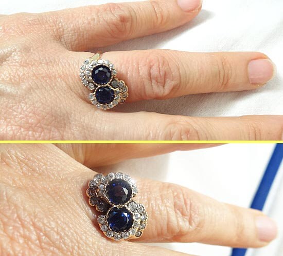 Antique Ring Art Nouveau Gold Diamonds Sapphires Swirl Design w Appraisal (5478)