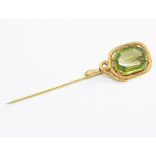 Antique Art Nouveau / Late Victorian Snake Tie Pin 14k Gold Peridot (5979)
