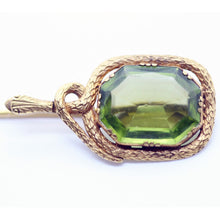 Antique Art Nouveau / Late Victorian Snake Tie Pin 14k Gold Peridot (5979)