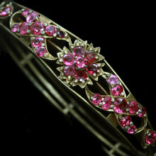 Antique Victorian Ruby Bracelet Bangle Natural Rubies Silver Gilt (4255)
