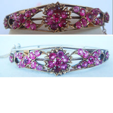 Antique Victorian Ruby Bracelet Bangle Natural Rubies Silver Gilt (4255)
