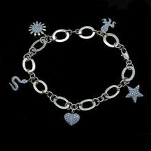 Vintage Charm Bracelet Gold Diamonds Retro Snake Octopus Heart w Appraisal(5584)