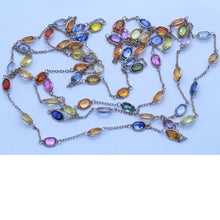 Vintage Long Chain Necklace 68ct Sapphires Gold 58.5 inches w Appraisal (4411)