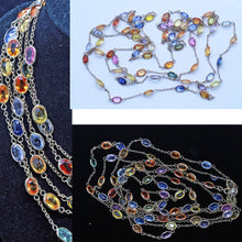 Vintage Long Chain Necklace 68ct Sapphires Gold 58.5 inches w Appraisal (4411)