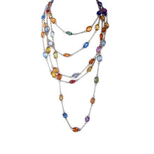 Vintage Long Chain Necklace 68ct Sapphires Gold 58.5 inches w Appraisal (4411)