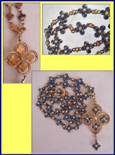 Antique Edwardian Necklace Removable Pendant Sapphires Pearls 15K Gold (4203)