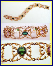 Antique Nouveau Bracelet 15ct Gold Tourmaline Pink Green Butterflies w cert(4665