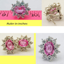 Vintage Retro Earrings Pink Sapphires Diamonds White Gold w Appraisal (5273)