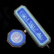 Antique Gold Wedgwood Jasper Tricolor Plaque Brooch (4483)