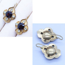 Antique Victorian Earrings Brooch Pendant Set Gold Garnet Gem Holbeinesque(6734)