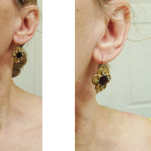 Antique Victorian Earrings Brooch Pendant Set Gold Garnet Gem Holbeinesque(6734)