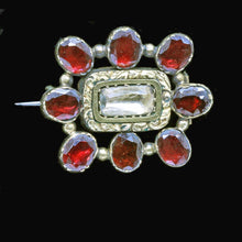 Antique Georgian Brooch Gold Garnet Crystal English Memorial  (6749)