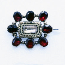 Antique Georgian Brooch Gold Garnet Crystal English Memorial  (6749)