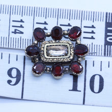 Antique Georgian Brooch Gold Garnet Crystal English Memorial  (6749)