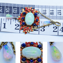 Giuliano Antique Victorian Pendant 18k Gold Opals Sapphires Enamel Revival (6770)