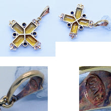 GIULIANO Antique Victorian Cross Pendant 18k Gold Sapphires Citrines (6771)