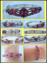 Antique Victorian Ruby Bracelet Bangle Natural Rubies Silver Gilt (4255)