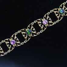 Antique Nouveau Bracelet 15ct Gold Tourmaline Pink Green Butterflies w cert(4665